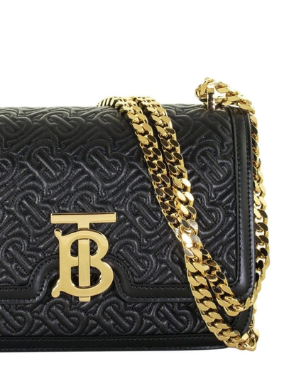 Shop Burberry Tb Quilted Leather Small Bag In Black