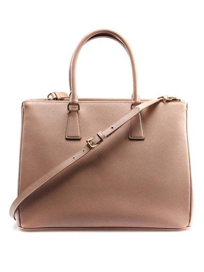 Shop Prada Galleria Saffiano Tote In Nude And Neutrals