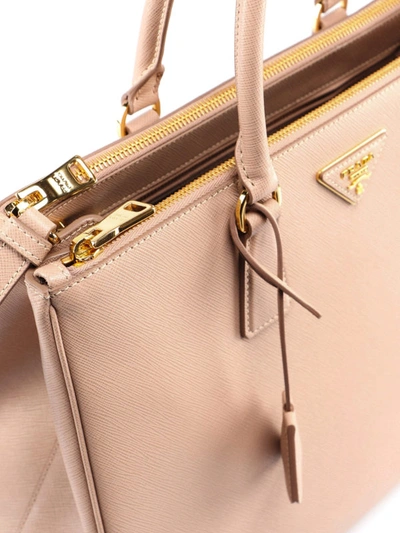 Shop Prada Galleria Saffiano Tote In Nude And Neutrals