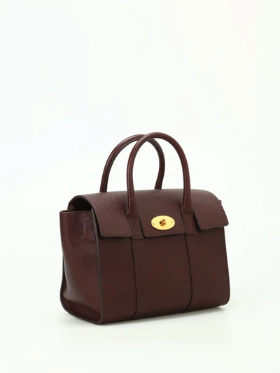 Shop Mulberry Small Bayswater Leather Bag In Burgundy