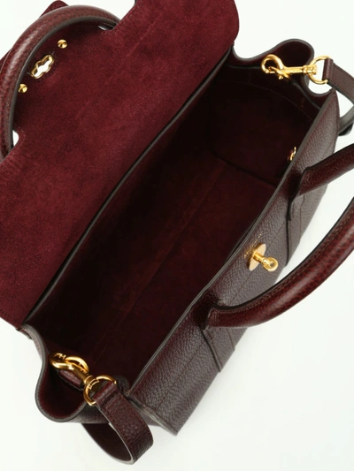 Shop Mulberry Small Bayswater Leather Bag In Burgundy