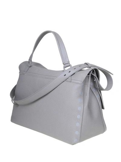 Shop Zanellato Postina M Pura Grey Leather Bag