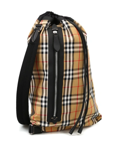 Shop Burberry Vintage Check Canvas Travel Bag In Beige