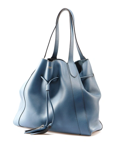 Shop Mulberry Millie Grained Leather Tote In Light Blue