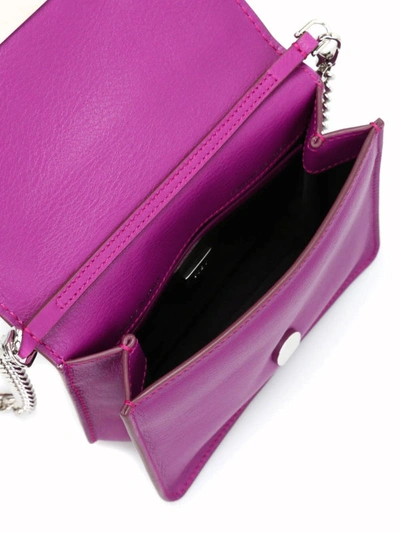 Shop Tod's Double T Mini Leather Clutch In Purple