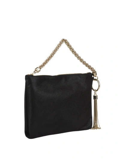 Shop Jimmy Choo Callie Black Shimmer Suede Clutch