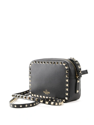 Shop Valentino Black Rockstud Leather Camera Bag