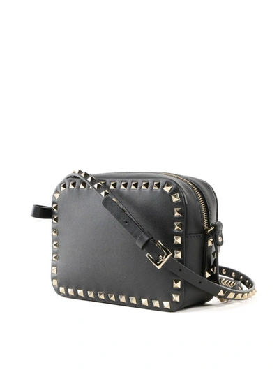 Shop Valentino Black Rockstud Leather Camera Bag