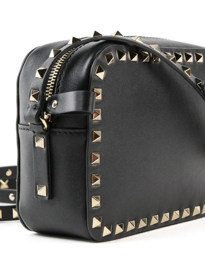 Shop Valentino Black Rockstud Leather Camera Bag