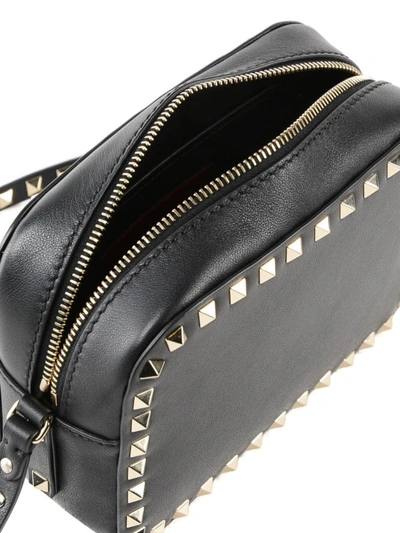 Shop Valentino Black Rockstud Leather Camera Bag
