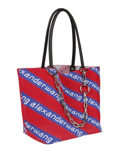 Shop Alexander Wang Roxy Red Logo Jacquard Small Bucket Bag