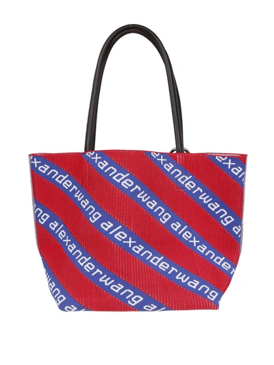 Shop Alexander Wang Roxy Red Logo Jacquard Small Bucket Bag