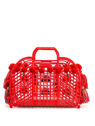 Shop Dolce & Gabbana Kendra Multicolour Applications Tote Bag In Red