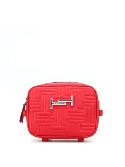 Shop Tod's Double T Red Quilted Leather Camera Bag