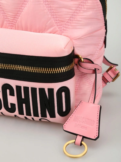 Shop Moschino Pink Diamond Quilted Nylon Backpack