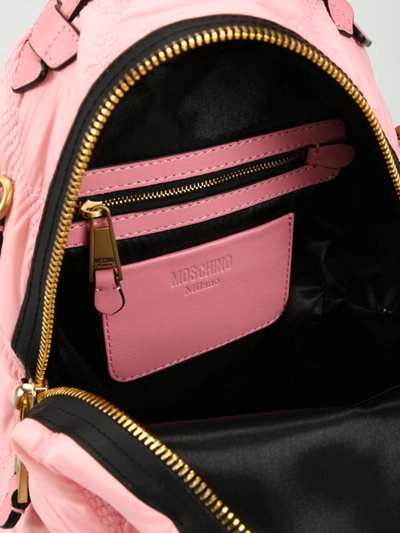 Shop Moschino Pink Diamond Quilted Nylon Backpack