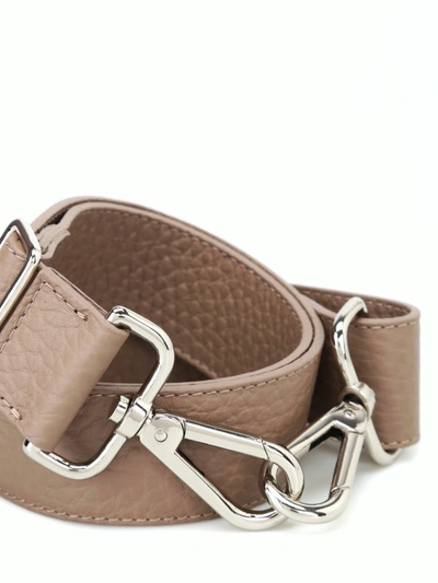 Shop Orciani Taupe Leather Soft Shoulder Strap