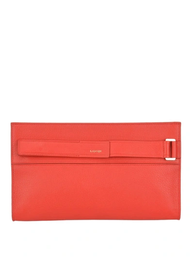 Shop Lanvin Leather Pouch With Front Logo Print In Red