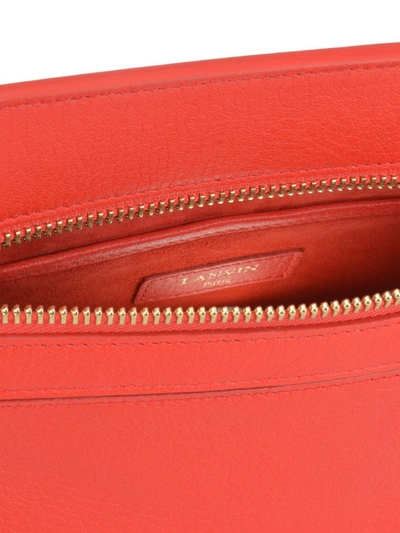 Shop Lanvin Leather Pouch With Front Logo Print In Red