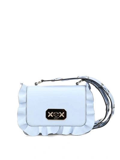 Shop Red Valentino Rock Ruffles Sky Leather Cross Body Bag In Light Blue