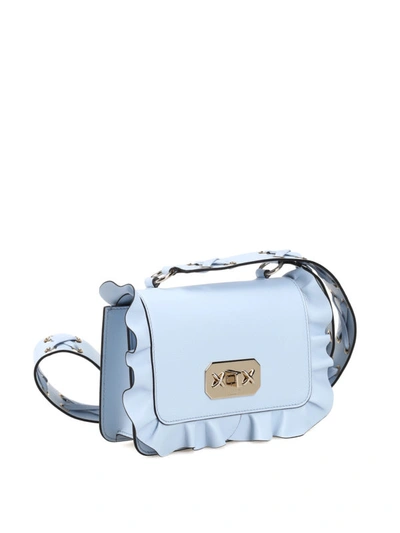 Shop Red Valentino Rock Ruffles Sky Leather Cross Body Bag In Light Blue