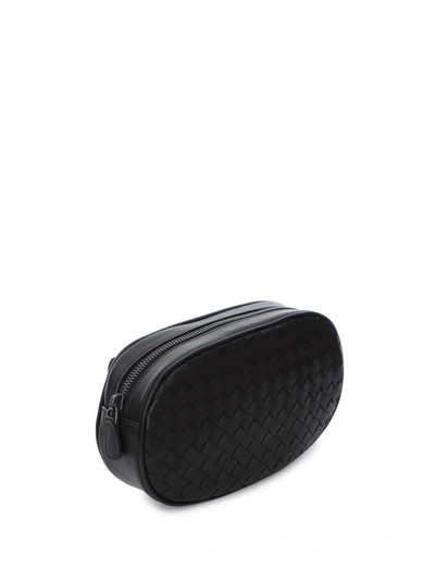 Shop Bottega Veneta Black Woven Leather Belt Bag