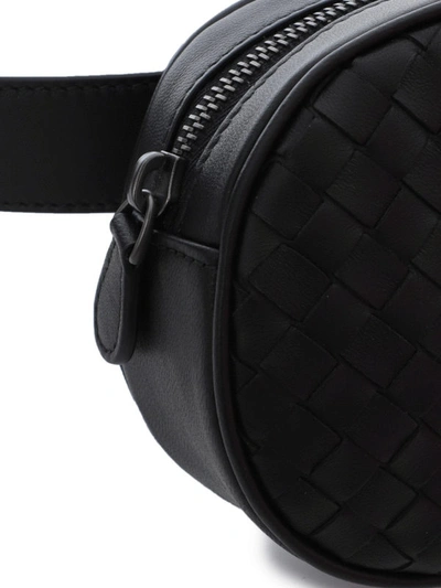 Shop Bottega Veneta Black Woven Leather Belt Bag