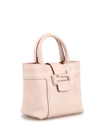 Shop Tod's Double T Leather Mini Cross Body Bag In Light Pink