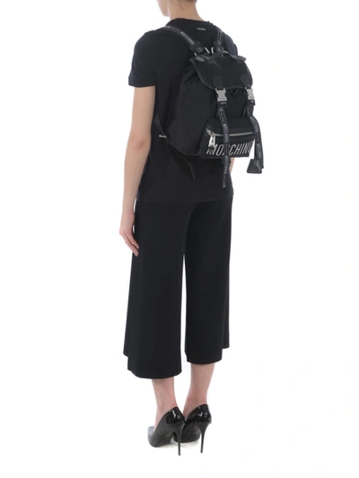 Shop Moschino Black Neoprene Backpack