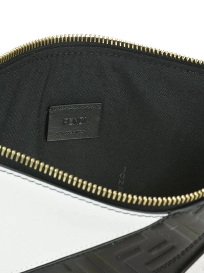 Shop Fendi Mania Leather Flat Clutch In Black