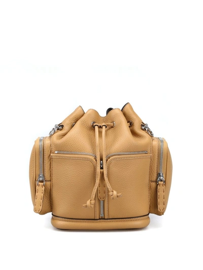 Shop Fendi Mon Tresor Beige Grainy Leather Bag