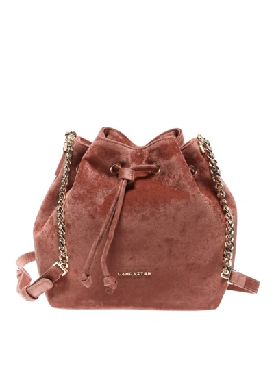 Shop Lancaster Blush Pink Small Velvet Bucket Bag In Light Pink