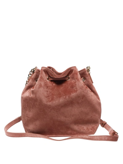Shop Lancaster Blush Pink Small Velvet Bucket Bag In Light Pink