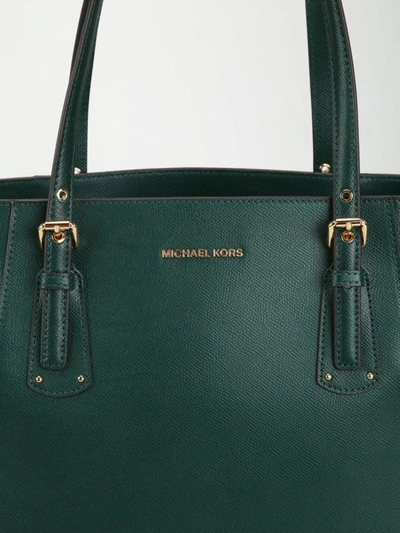 Michael Kors Voyager S Dark Green Grainy Leather Bag | ModeSens