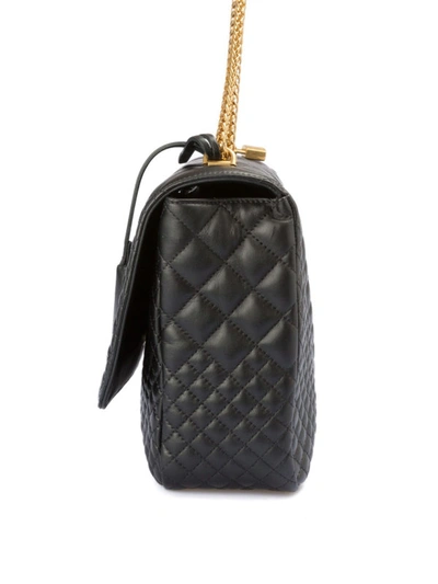 Shop Versace Gold-tone Double Logo Quilted Crossbody Bag In Black