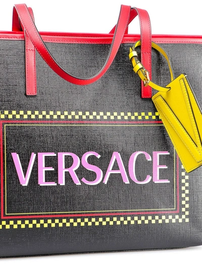 Shop Versace 90s Vintage Logo Print Tote In Black