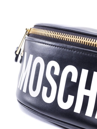 Shop Moschino Logo Lettering Print Leather Belt Bag In Black