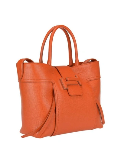Shop Tod's Double T Medium Orange Leather Shopping Bag