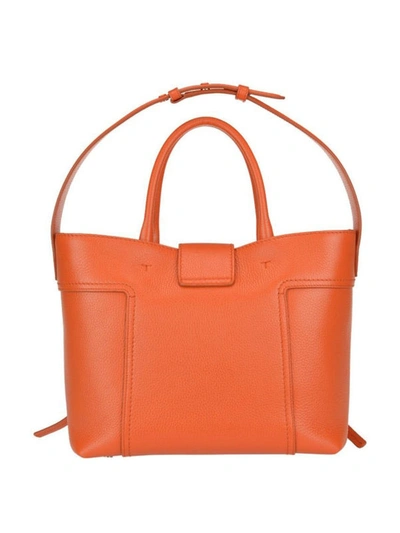 Shop Tod's Double T Medium Orange Leather Shopping Bag