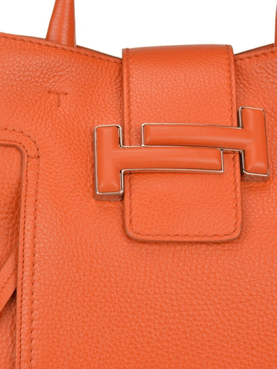 Shop Tod's Double T Medium Orange Leather Shopping Bag