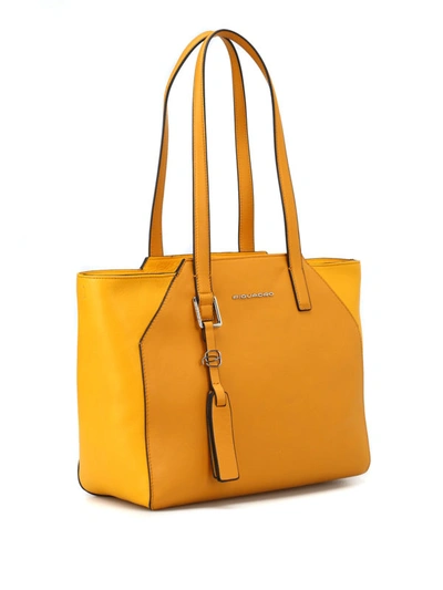 Shop Piquadro Ipad®airpro 97 Muse Two-tone Leather Tote In Yellow
