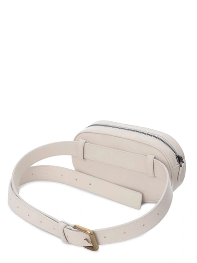 Shop Bottega Veneta White Woven Leather Belt Bag