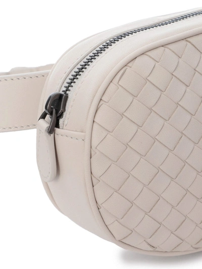 Shop Bottega Veneta White Woven Leather Belt Bag