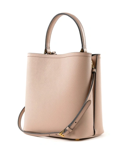 Shop Prada Saffiano Leather Double Bucket Bag In Light Pink