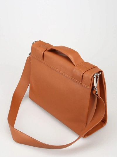 Shop Orciani Brown Lotus Leather Bag With Two Knots