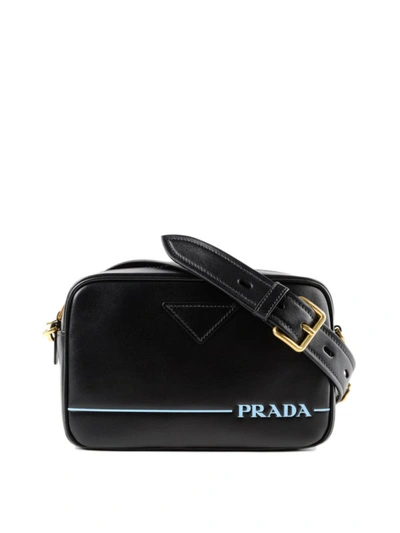 Shop Prada Mirage Cross Body Bag With Logo Serigraphy In Black