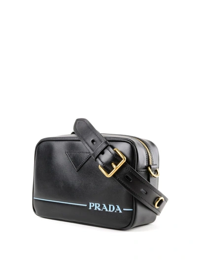 Shop Prada Mirage Cross Body Bag With Logo Serigraphy In Black