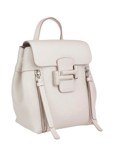 Shop Tod's Double T Light Pink Leather Backpack