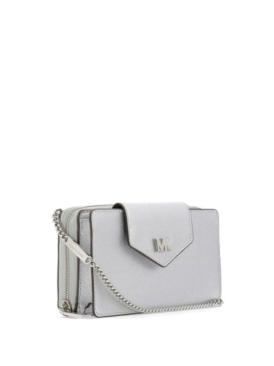 Shop Michael Kors Silver-tone Metallic Leather Crossbody Bag