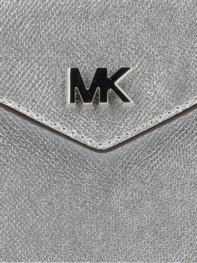 Shop Michael Kors Silver-tone Metallic Leather Crossbody Bag